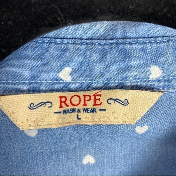 Rope Women's Blue Button Down Shirt Size M Cotton - Picture 2 of 8